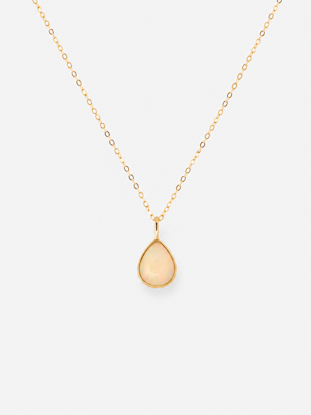 Opal Teardrop Pendant - Yellow Gold