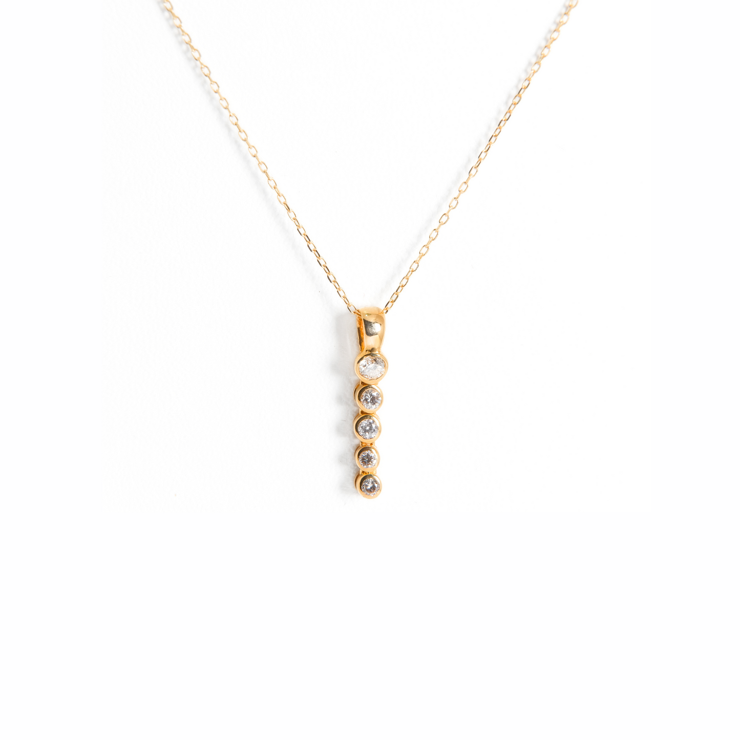 Graduated 5-Stone Diamond Drop Necklace