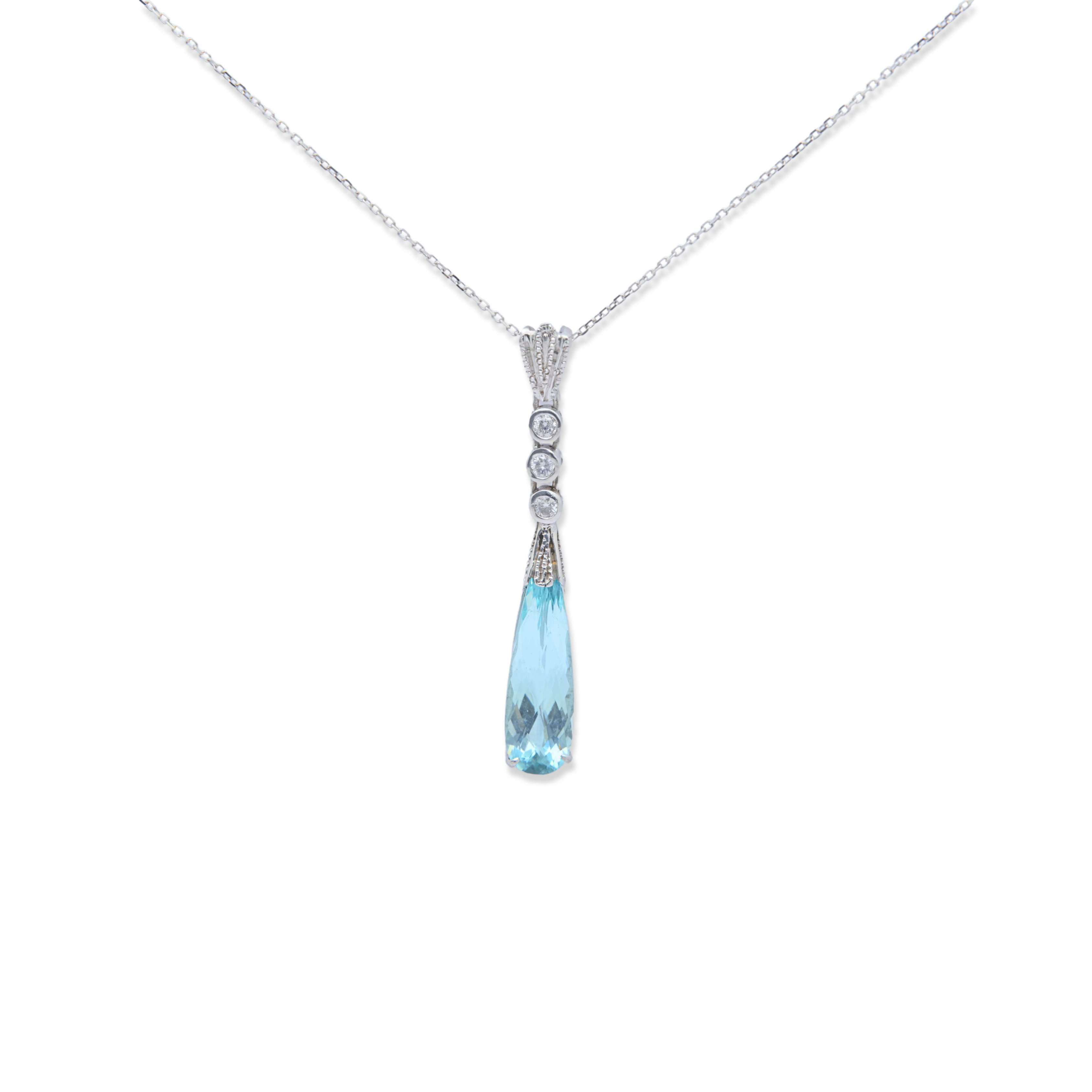 Drop Aquamarine Diamond Necklace