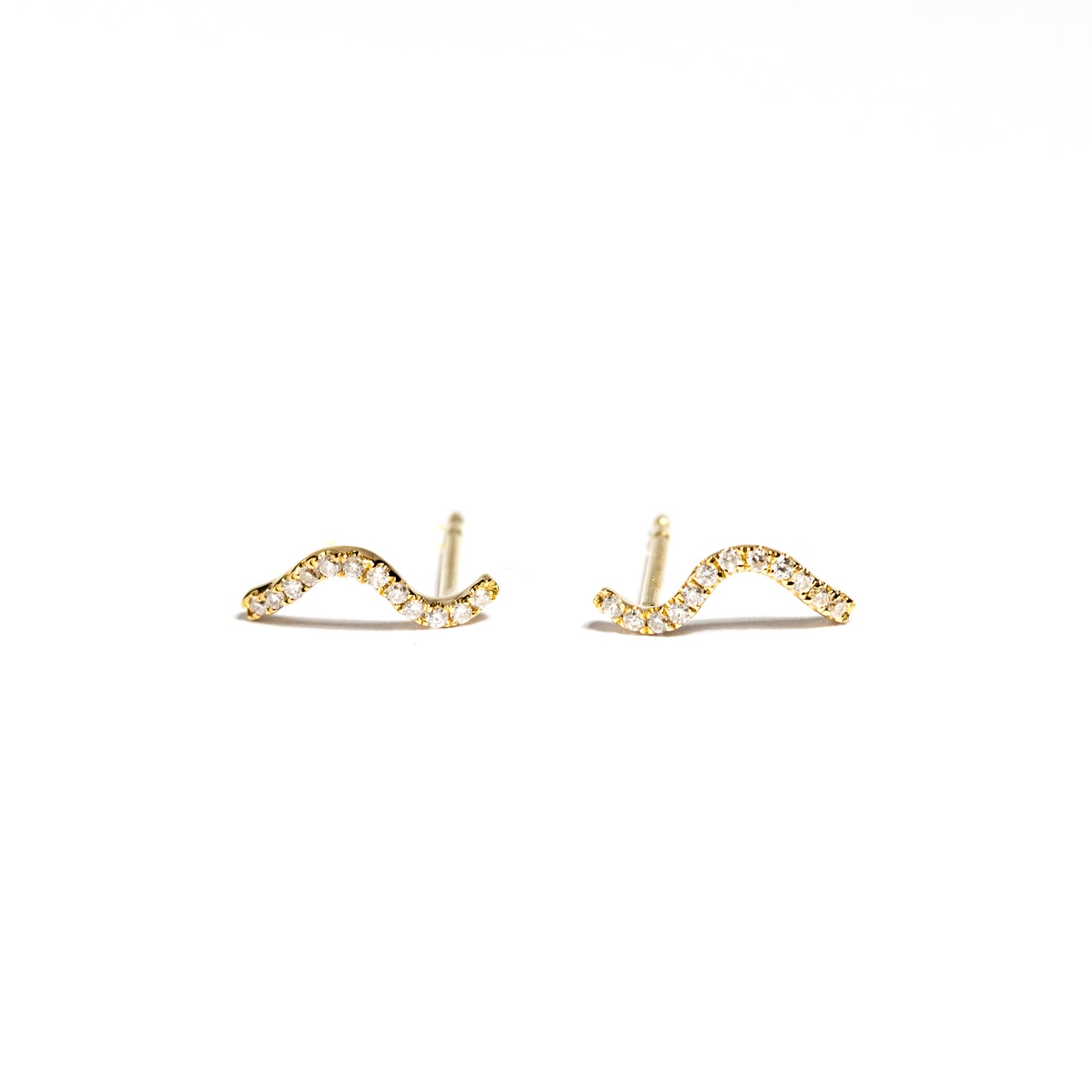 Diamond Wave Studs - Yellow Gold