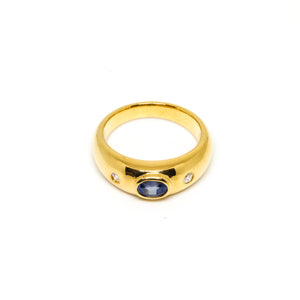 Sapphire Diamond Signet Ring