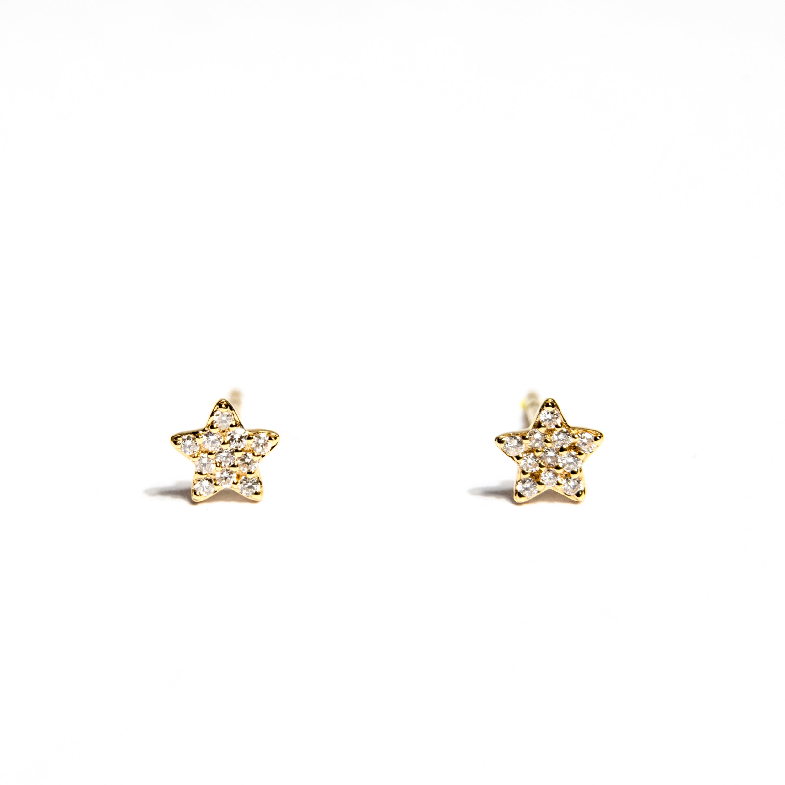 Diamond Pavé Star Studs - Yellow Gold