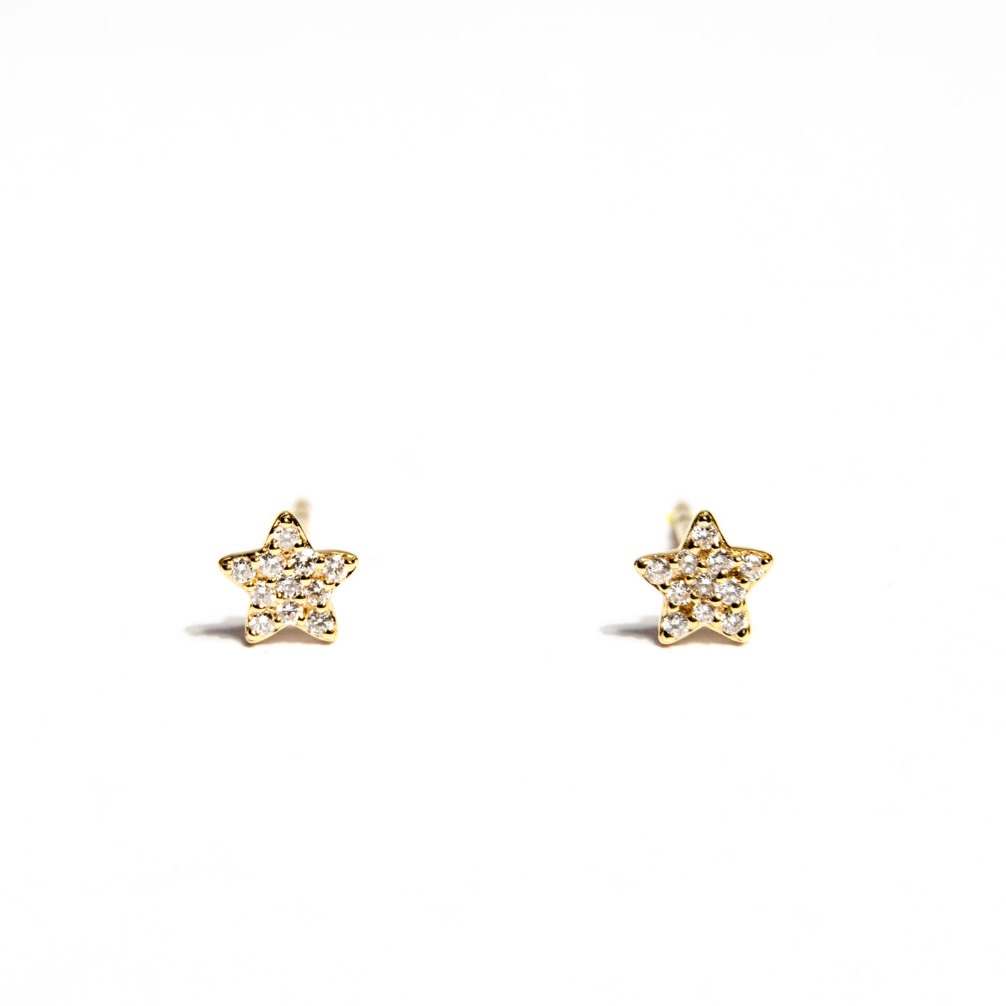 Diamond Pavé Star Studs - Yellow Gold