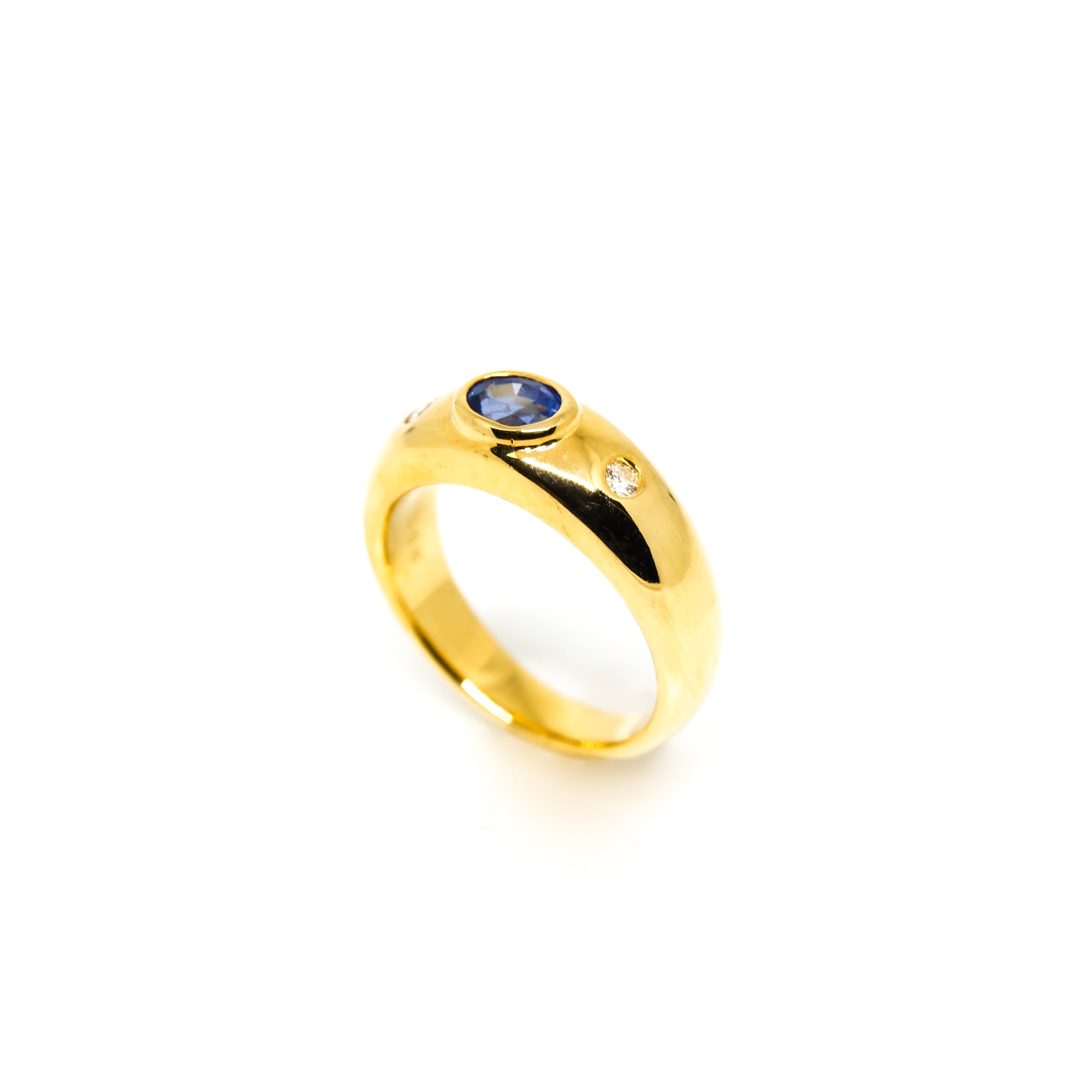 Sapphire Diamond Signet Ring