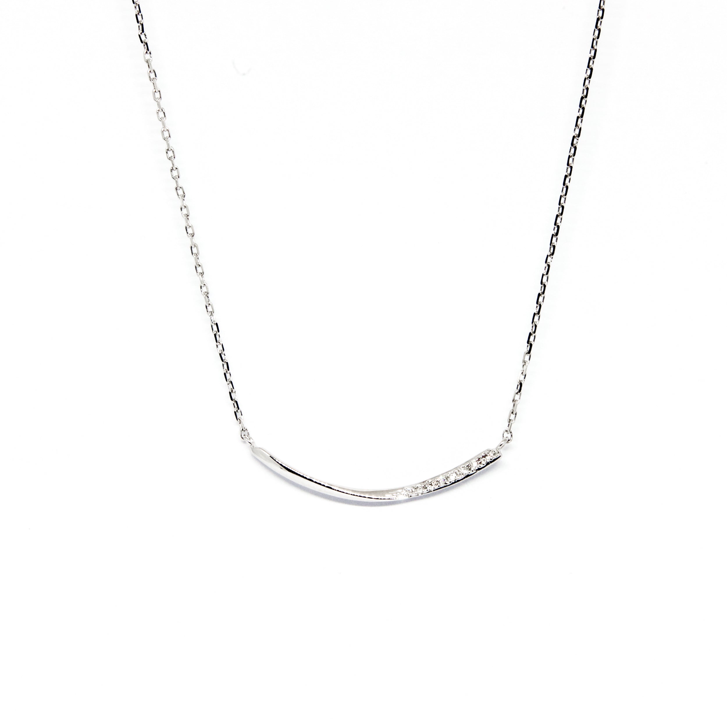 Lena Diamond Row Necklace - White Gold
