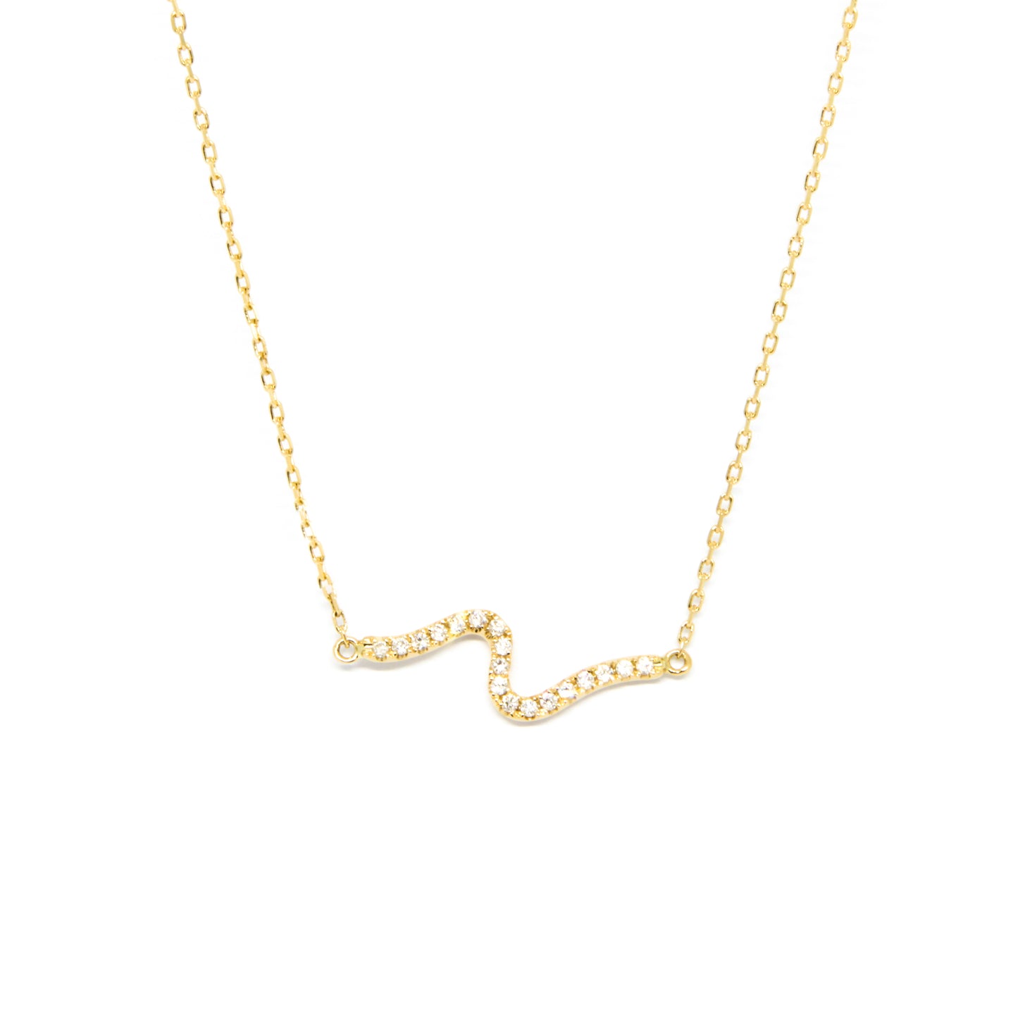 Diamond Wave Necklace - Yellow Gold