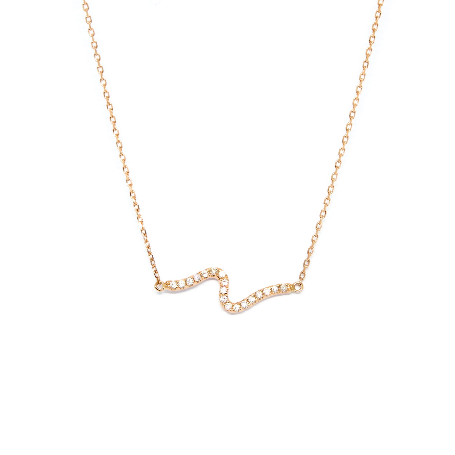 Diamond Wave Necklace - Rose Gold