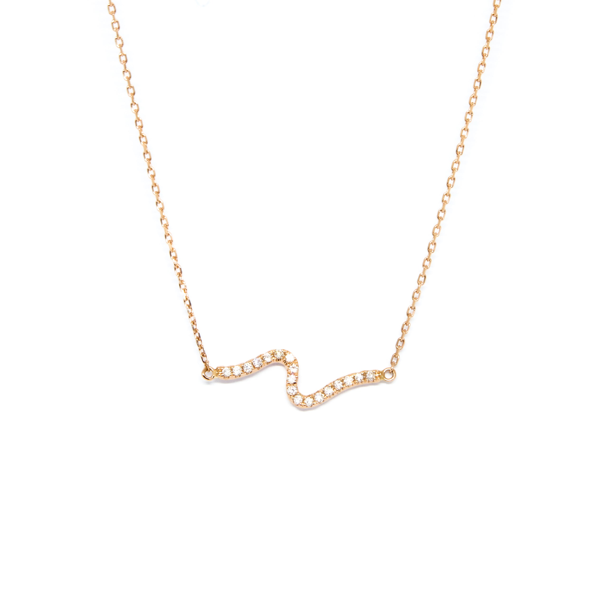 Diamond Wave Necklace - Rose Gold