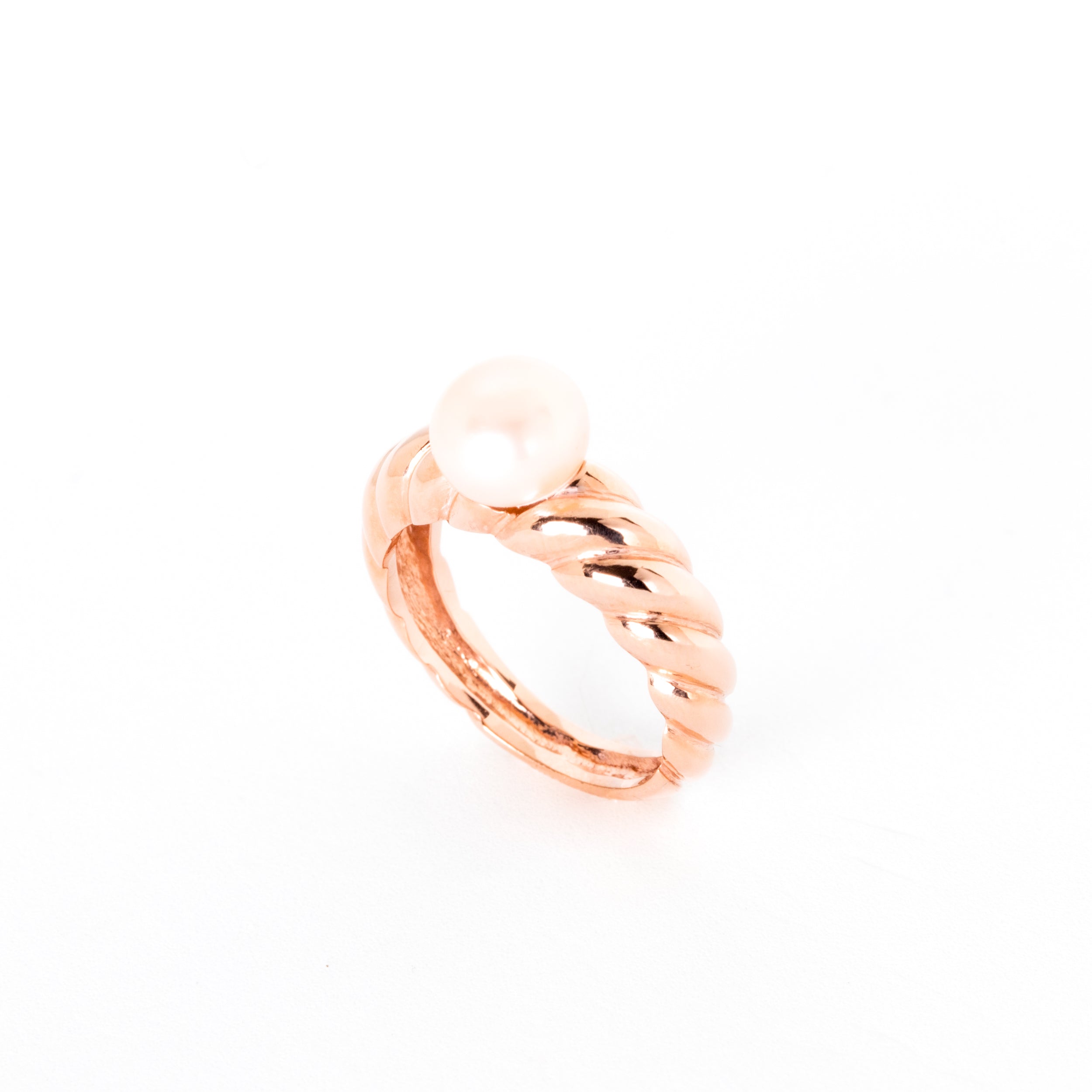 Pearl Croissant Ring - Rose Gold