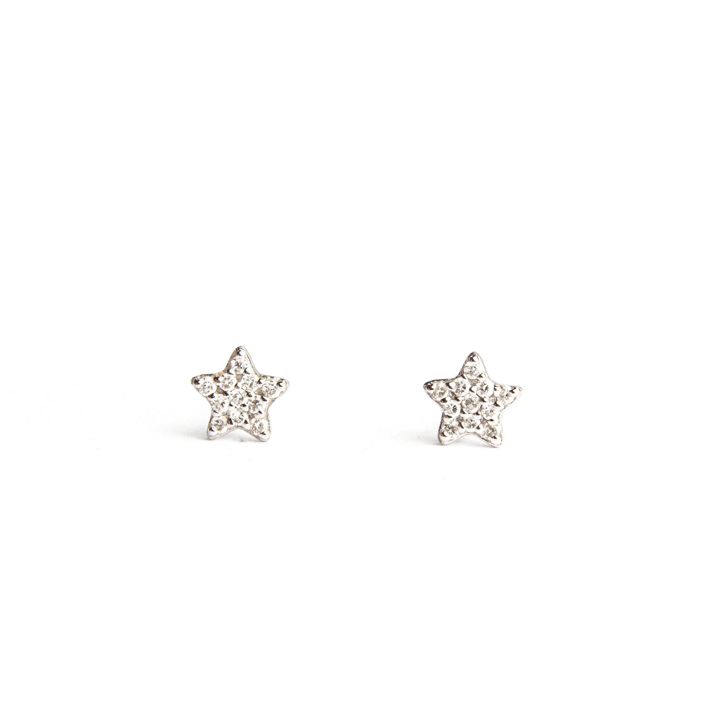 Diamond Pavé Star Studs - White Gold