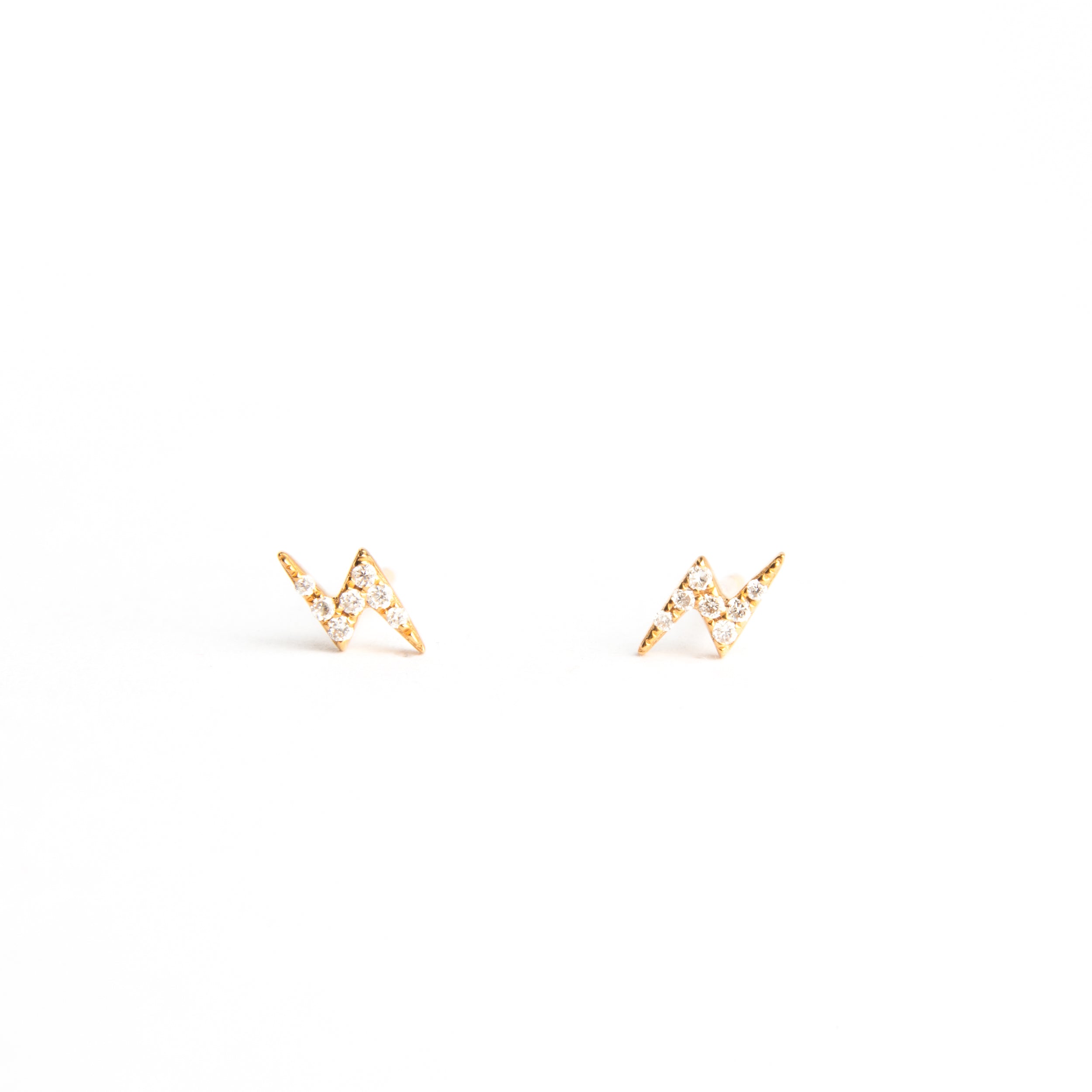 Diamond Lightning Studs - Yellow Gold