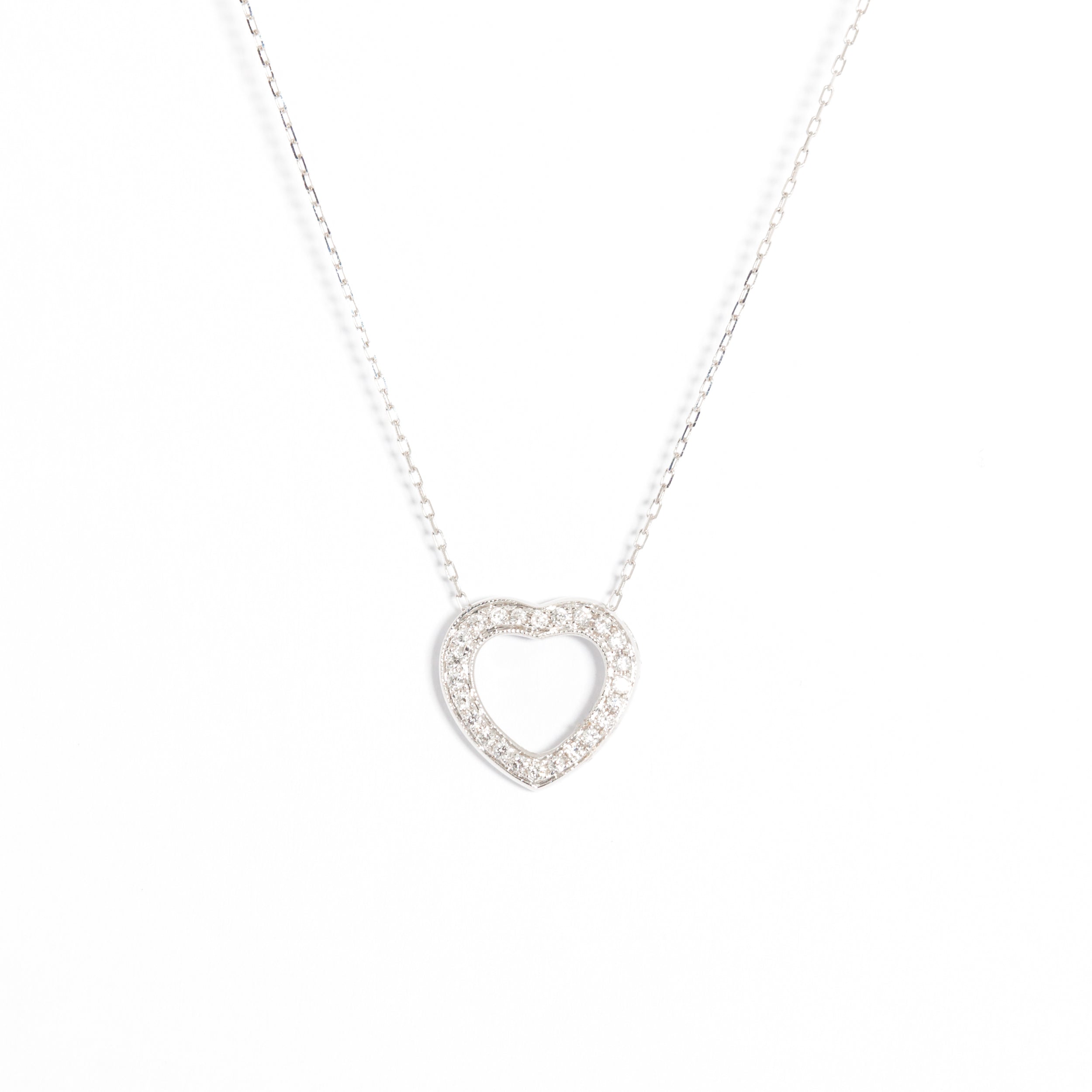 Heart Diamond Necklace - White Gold