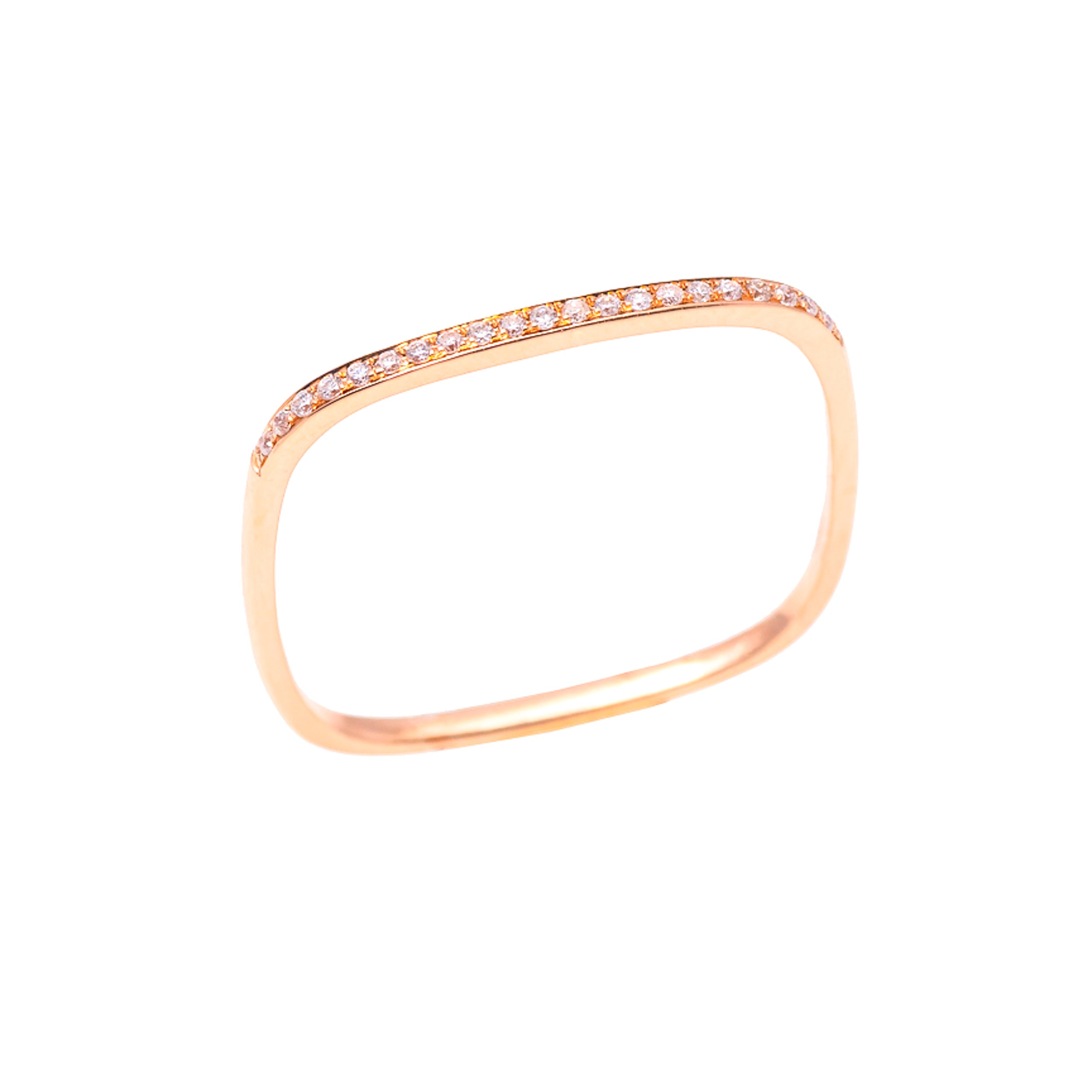Ezra Pavé Diamond Square Ring - Rose Gold